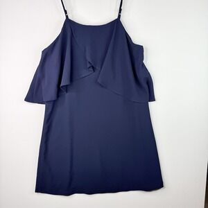 Mabel Navy Women's Blouse  Top Ruffle Small